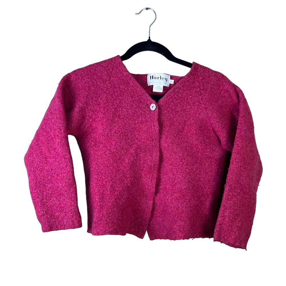 Vintage Harley of Scotland Merino Wool Cardigan Women's XL Cottagecore FLAWED
